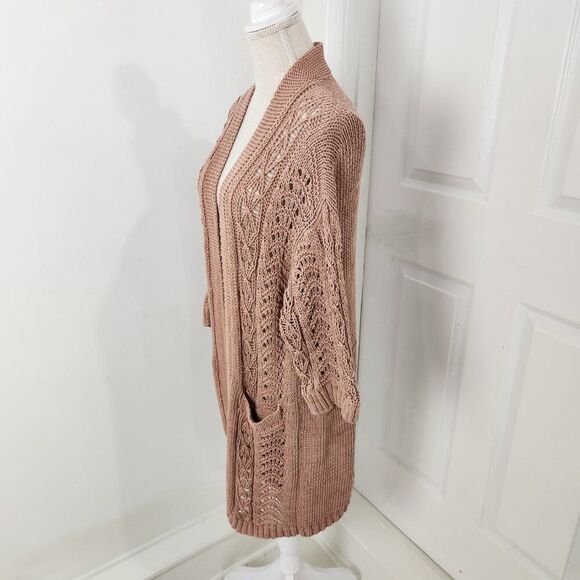 Johnny Was Sweater Womens M Neutral Beige Calme Cardigan Tunic Boho Western - Picture 3 of 13
